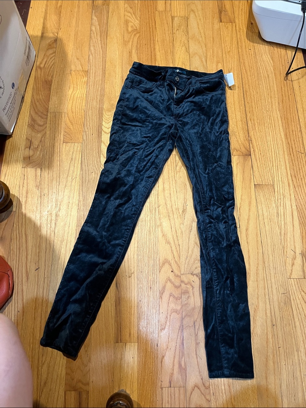 7 For All Mankind Black Velvet Skinny Trousers